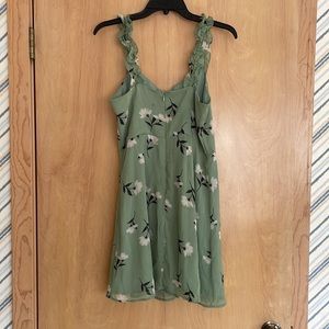 Jade Green Flower Print Mini Sundress